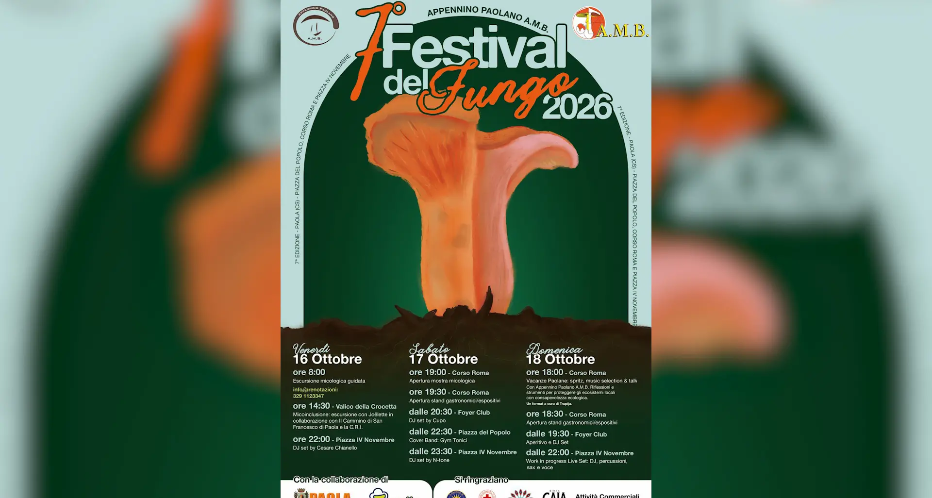 Festival del Fungo 2026, a Paola dal 16 al 18 ottobre tre giorni di eventi\u00A0\n
