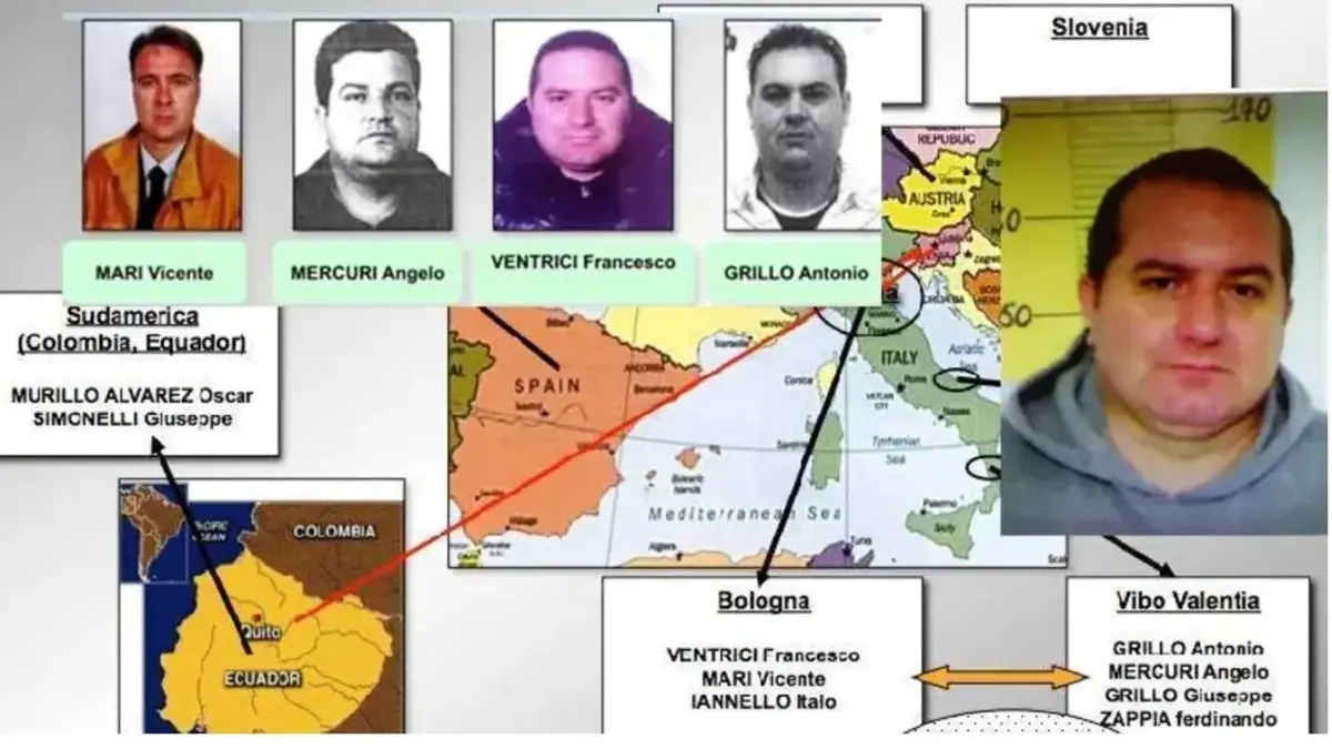 <p>Il tabellone dell'operazione Due Torri connection al momento degli arresti</p>\\n