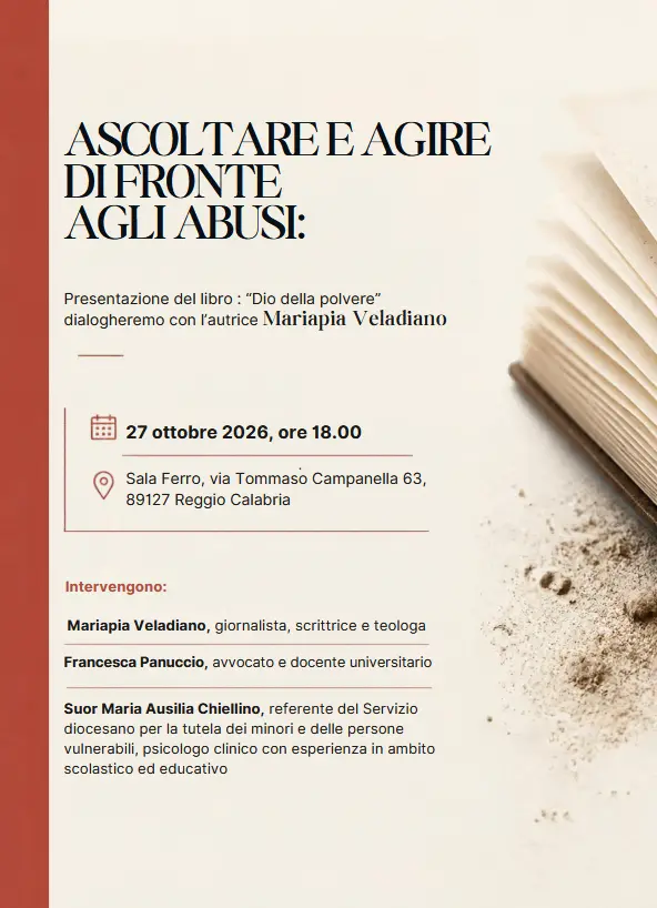 \"Dio della polvere\": a Reggio si discute di abusi nella Chiesa con la scrittrice Mariapia Veladiano\n