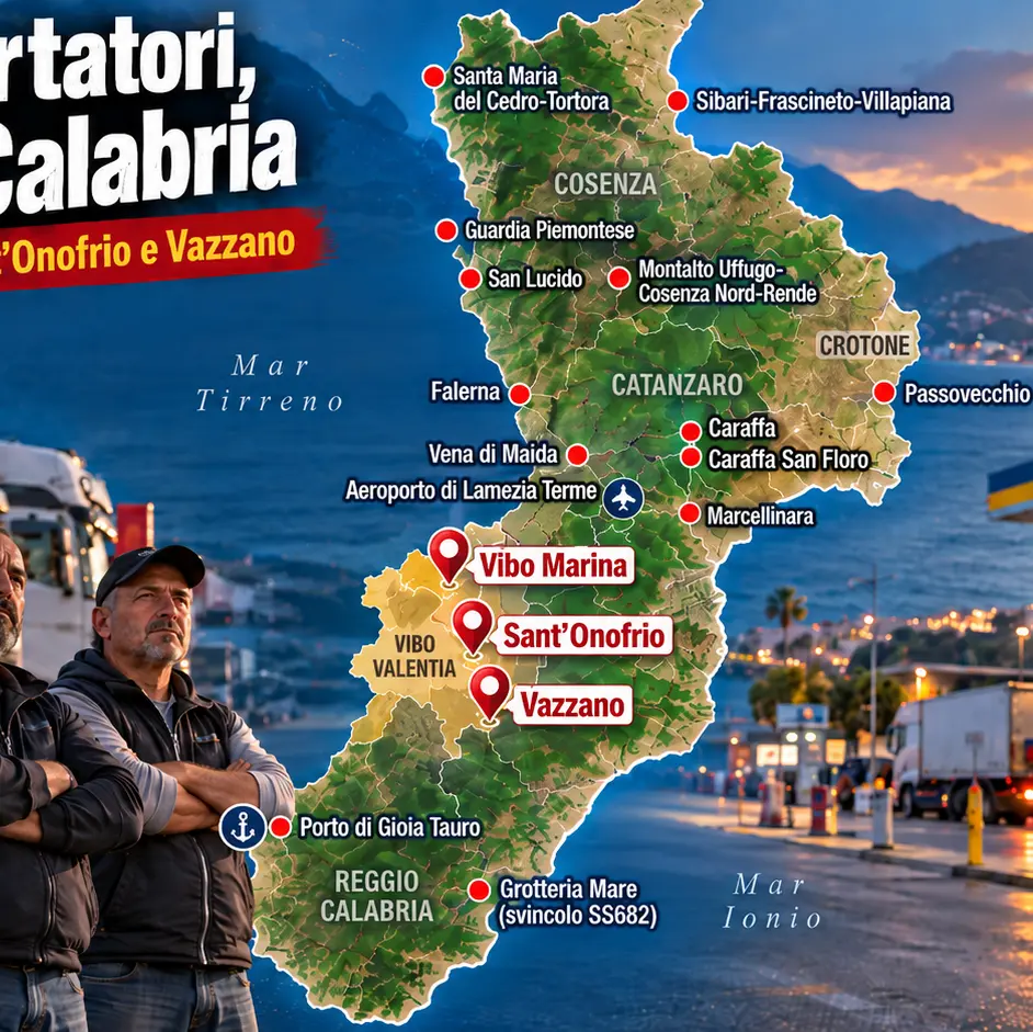 Autotrasportatori, scatta il fermo di cinque giorni: 17 presidi in Calabria di cui 3\u00A0nel Vibonese tra Vibo Marina, Sant'Onofrio e Vazzano. Ecco la mappa\n