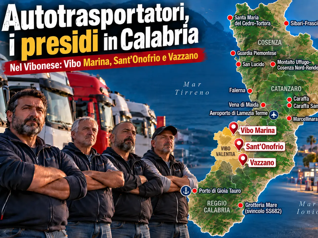 Autotrasportatori, scatta il fermo di cinque giorni: 17 presidi in Calabria di cui 3 nel Vibonese tra Vibo Marina, Sant'Onofrio e Vazzano. Ecco la mappa