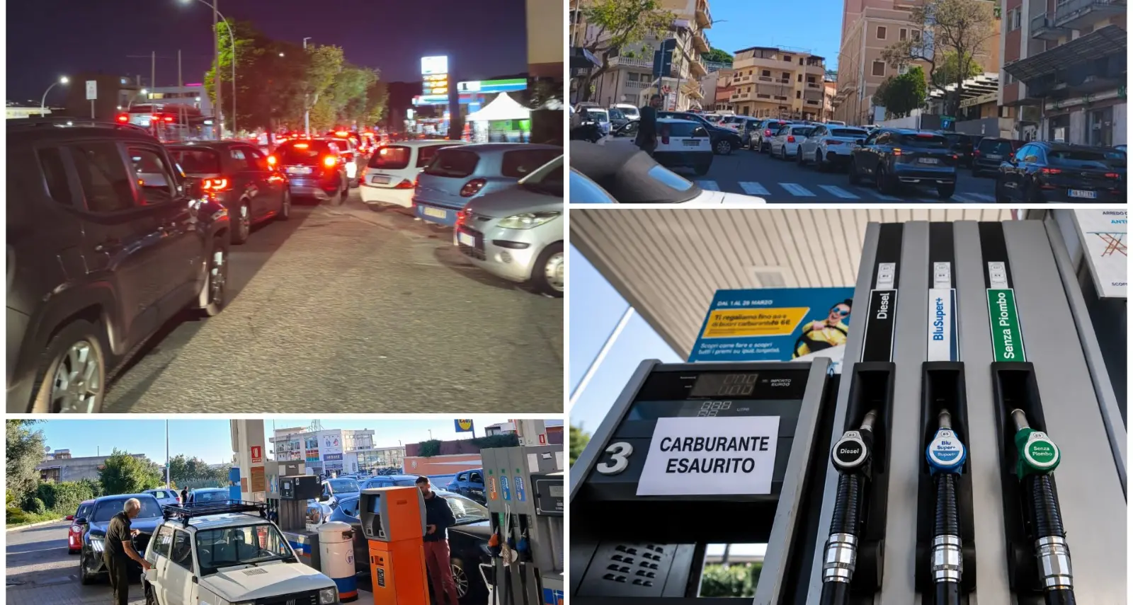Reggio e provincia a secco, carburante esaurito in molti distributori: è corsa al pieno, lunghe code e disagi\n