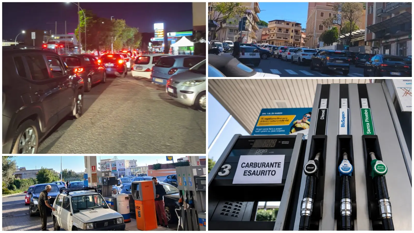 Reggio e provincia a secco, carburante esaurito in molti distributori: è corsa al pieno, lunghe code e disagi\n