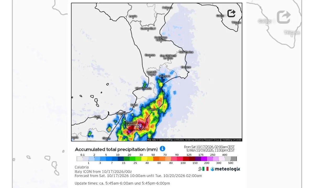Meteo Calabria, da domenica torna il caldo: piogge e possibili temporali sullo Jonio\n