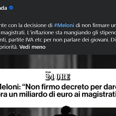 Calenda con Meloni sul Dpcm per i magistrati: «Una scelta giusta»