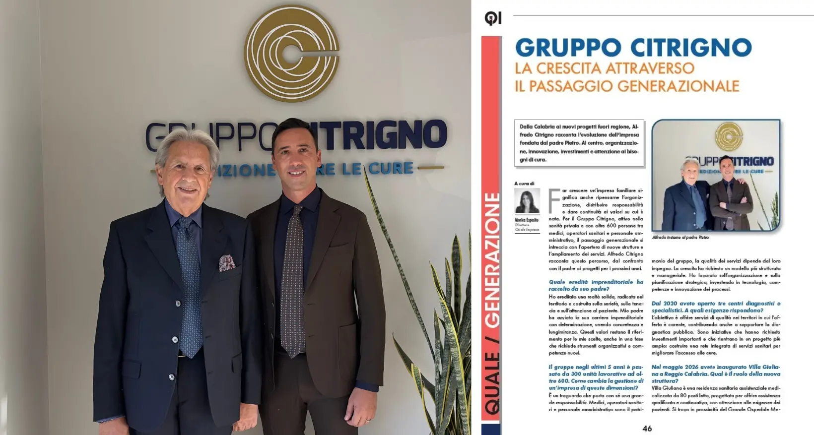 Di padre in figlio: così il Gruppo Citrigno rafforza la propria leadership a supporto della sanità pubblica e dell’imprenditoria meridionale