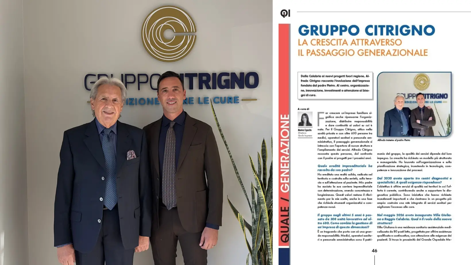 Di padre in figlio: così il Gruppo Citrigno rafforza la propria leadership a supporto della sanità pubblica e dell’imprenditoria meridionale