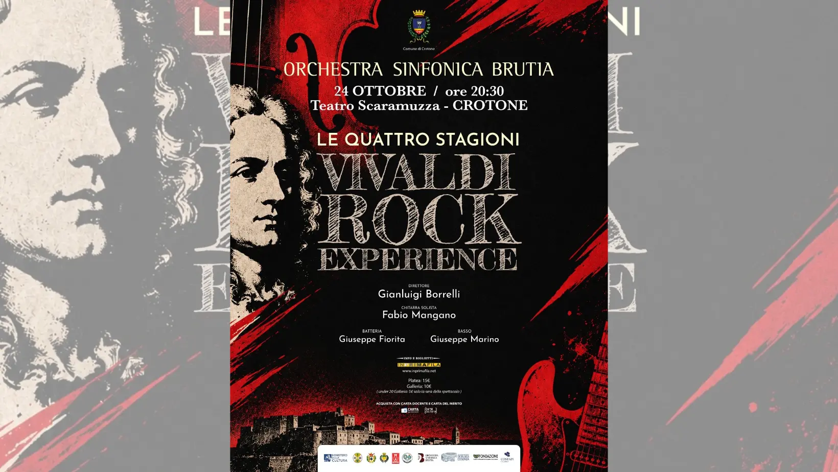 Le quattro stagioni, l’opera più celebre\u00A0di Vivaldi diventa\u00A0rock sul palco del Teatro Scaramuzza di Crotone\n