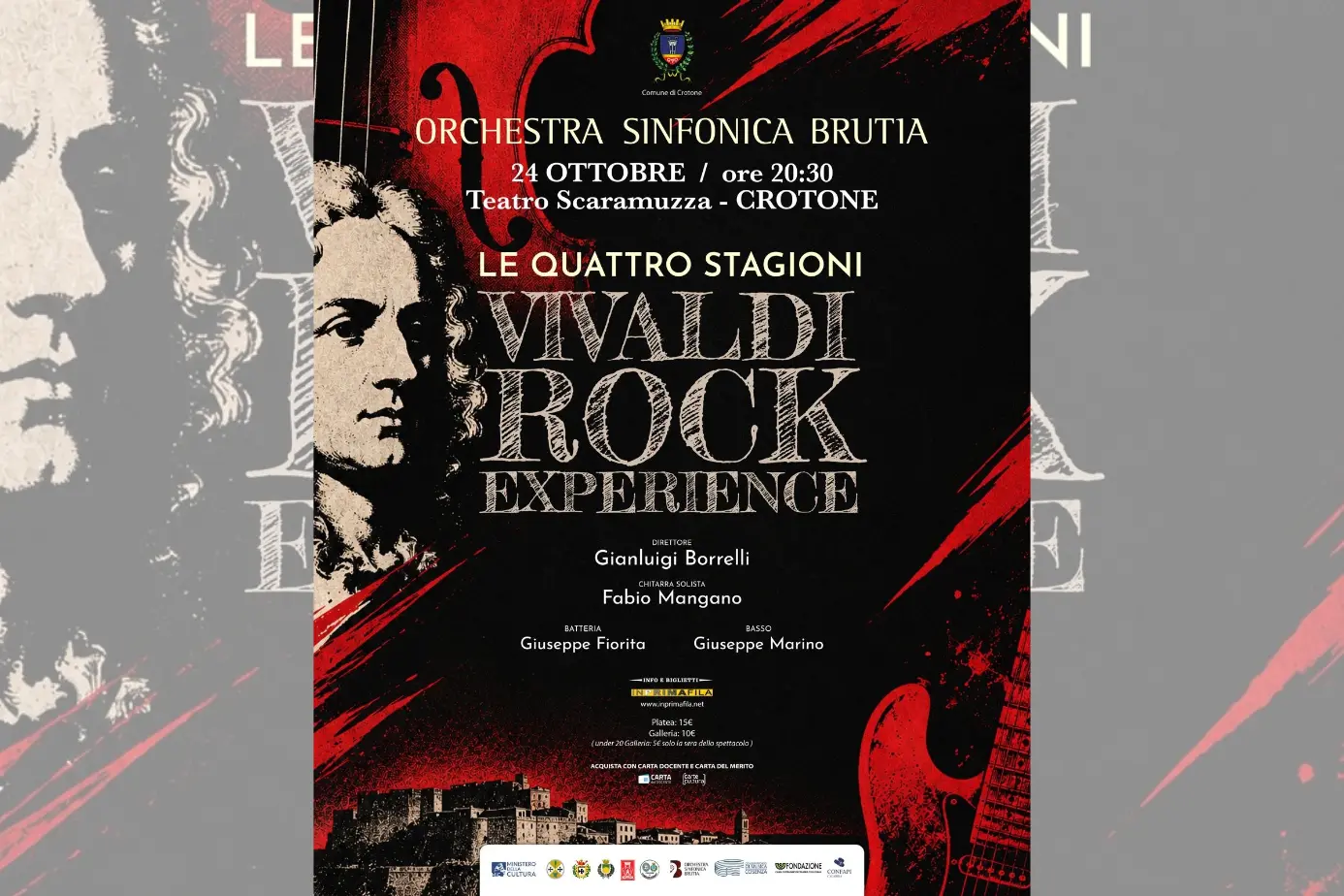 Le quattro stagioni, l’opera più celebre\u00A0di Vivaldi diventa\u00A0rock sul palco del Teatro Scaramuzza di Crotone\n