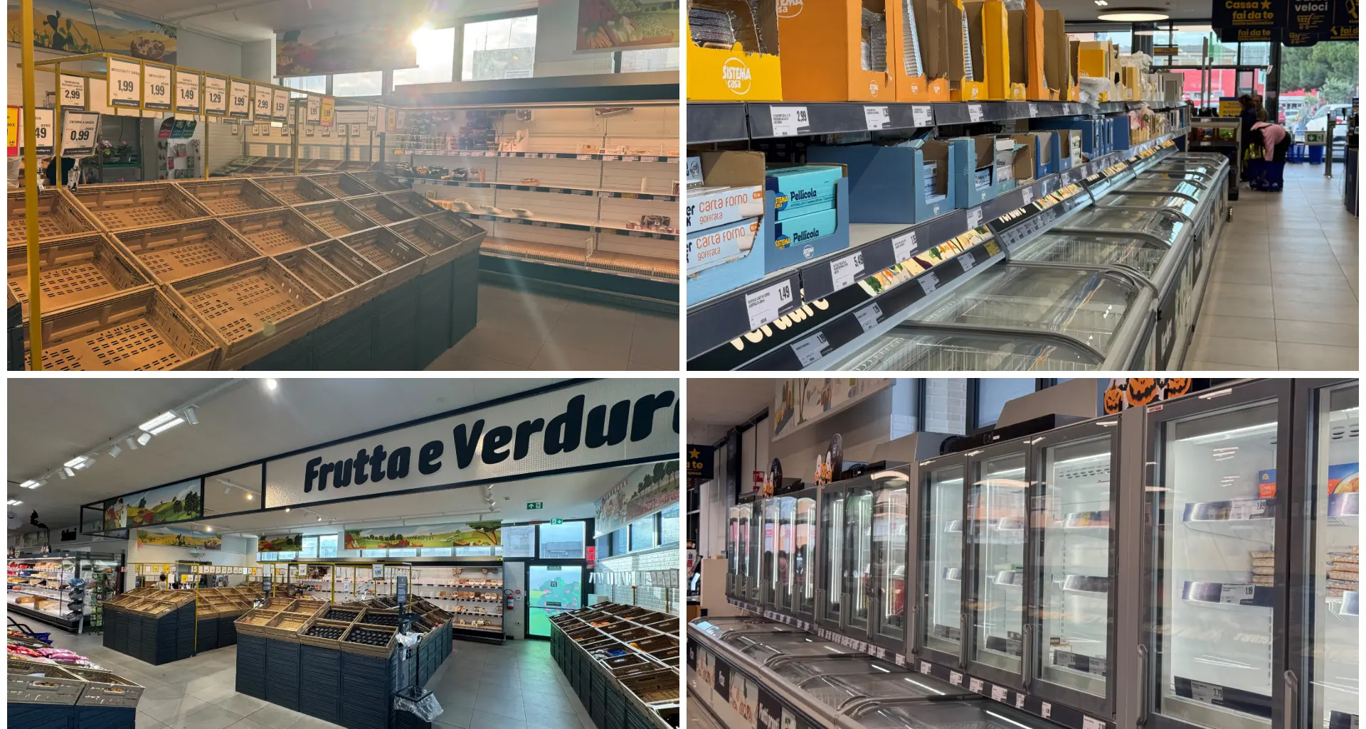 <p>Dopo la risposta del governo i presìdi restano, <span style=\"color:hsl(0, 75%, 60%);\">scatta la psicosi da rifornimento e i supermercati si svuotano</span></p>