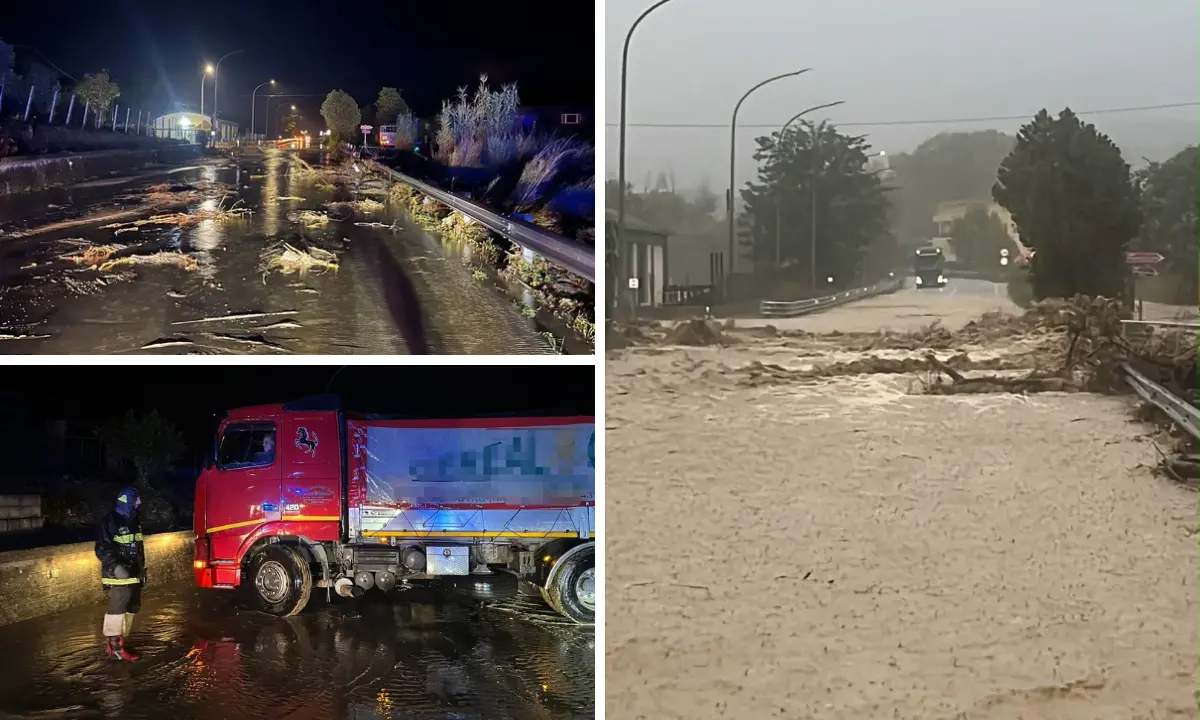 Strada allagata e detriti sulla carreggiata, chiuso un tratto della SS 107\u00A0| VIDEO\n