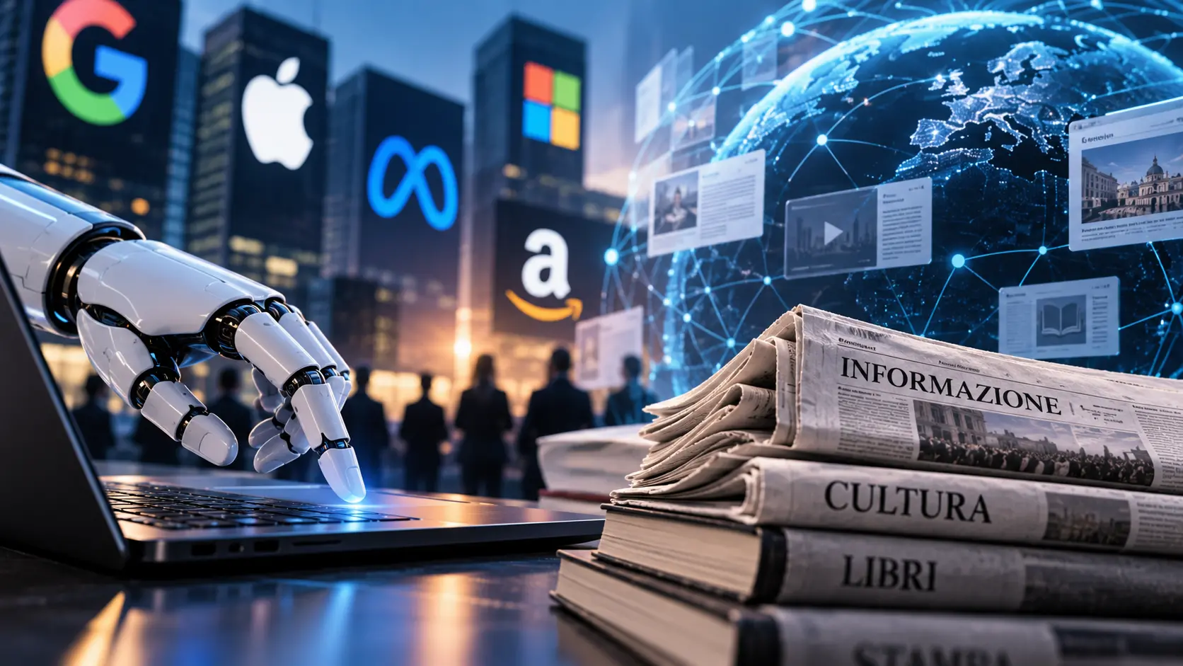 \n\nBig Tech e intelligenza artificiale, editori uniti a Roma: «Regole chiare a difesa dell'informazione e della cultura»\n\n\n