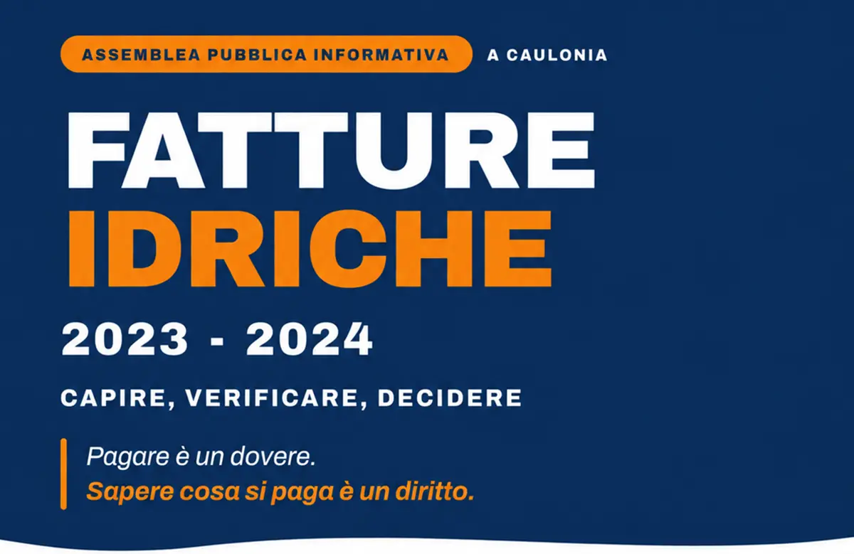 Caulonia, bollette dell’acqua a valanga:\u00A0lunedì 26 ottobre assemblea pubblica in biblioteca\n