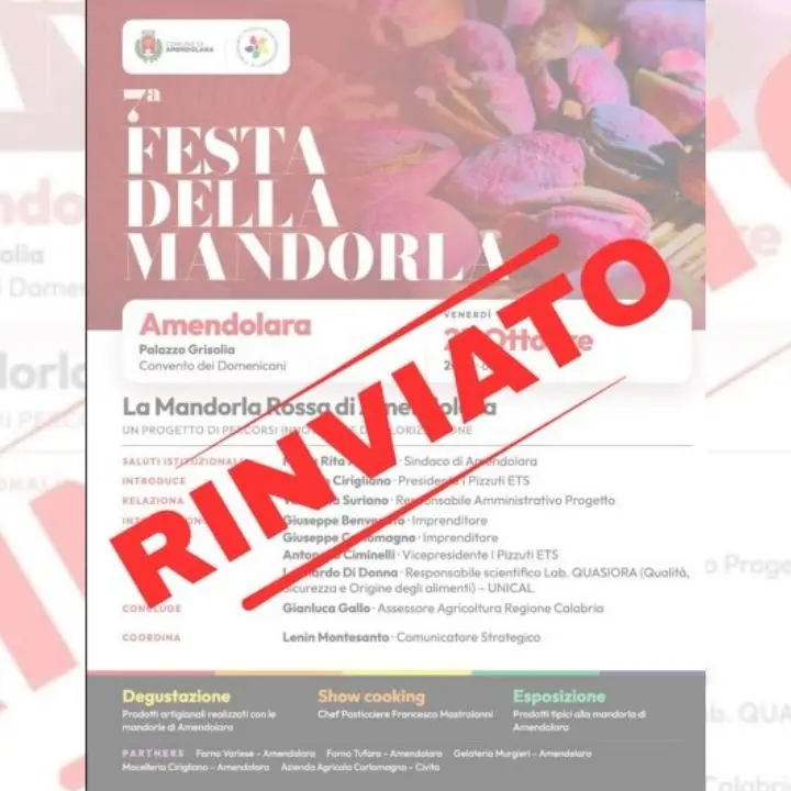 Festa della Mandorla di Amendolara rinviata: pesano i disagi dopo i blocchi stradali\n