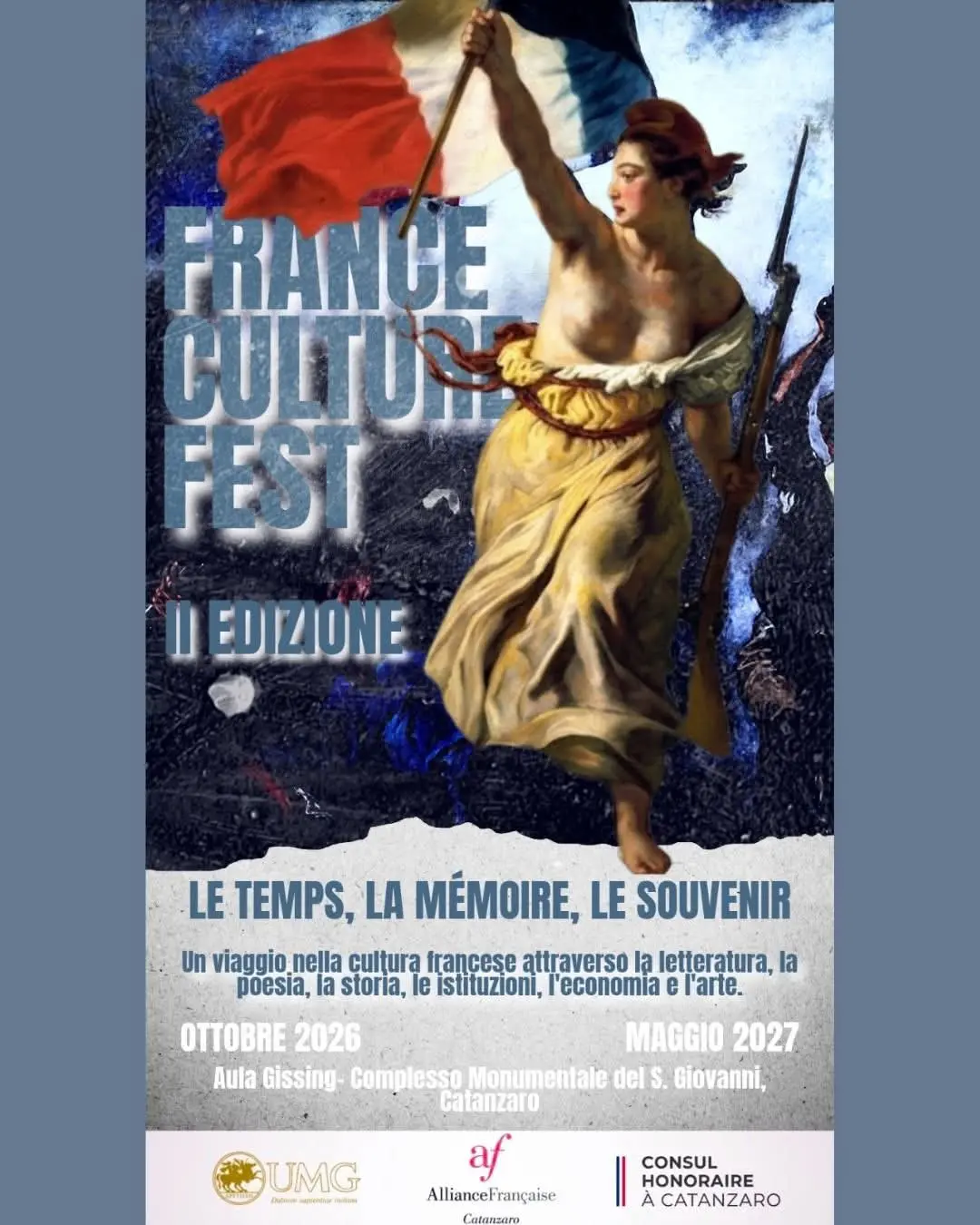 Al via dal 28 ottobre il “France Culture Fest: Le temps, la mémoire, le souvenir” promosso dall’Alliance Française di Catanzaro\n