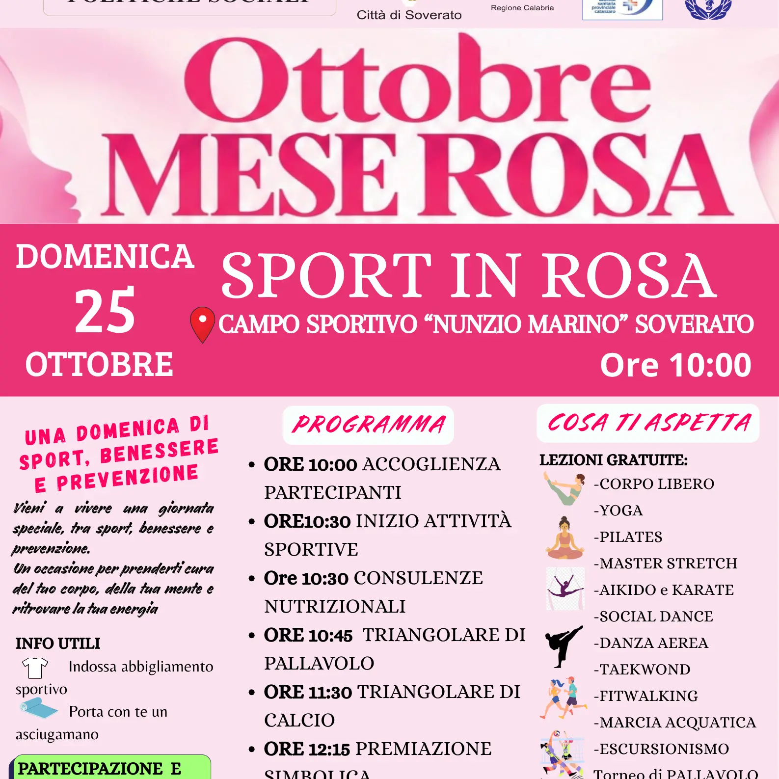 L’Assessorato alle Politiche Sociali del Comune di Soverato scende in campo per il Mese Rosa\n
