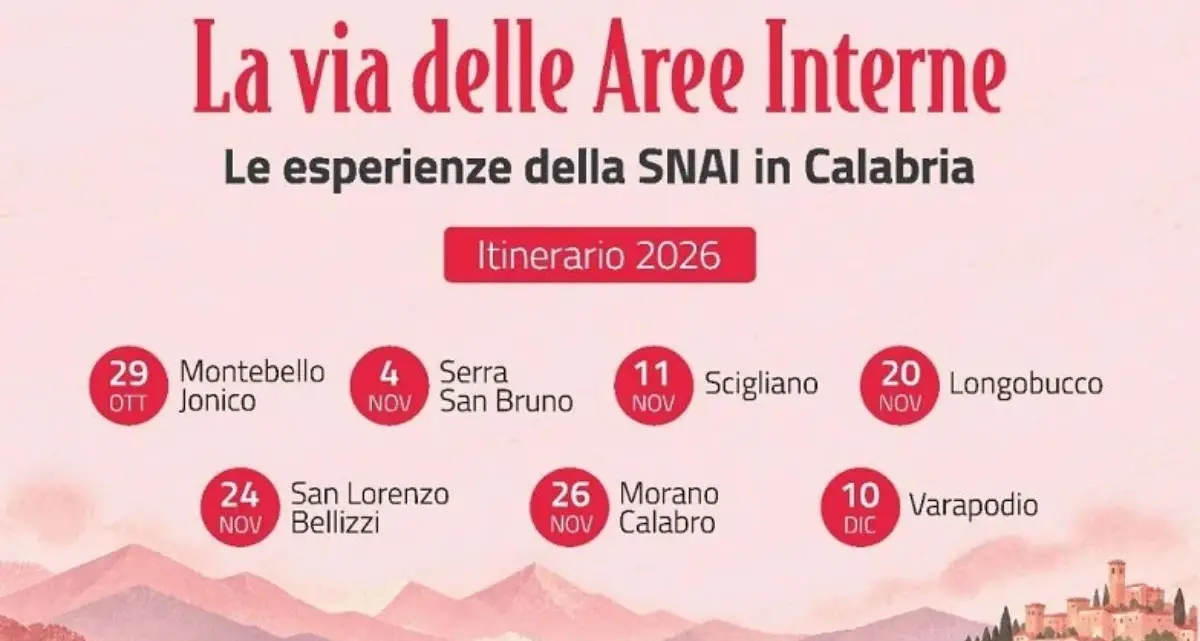 Aree interne della Calabria, sette incontri su servizi e sviluppo: tutte le tappe\n