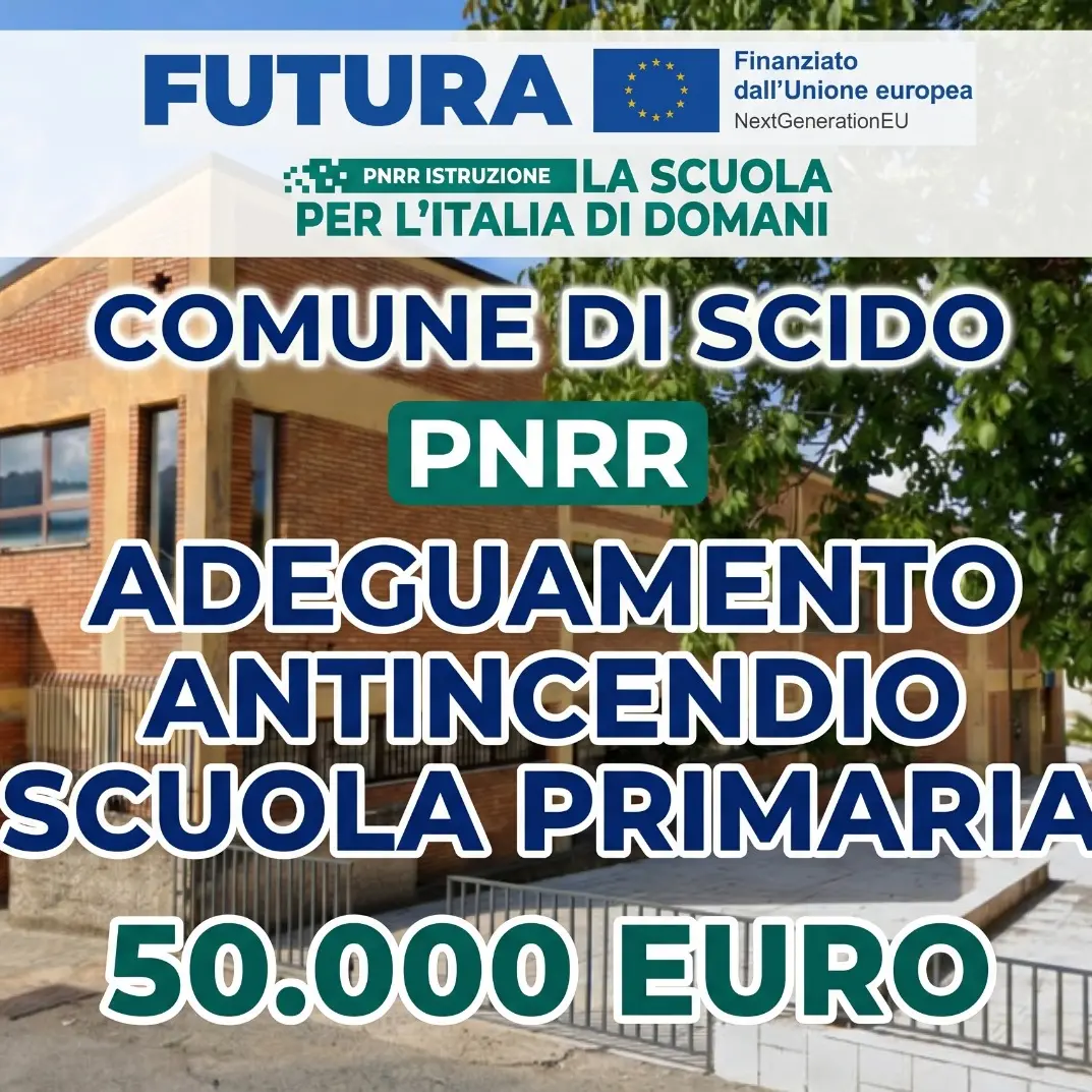 Scido, 50mila euro per rendere più sicura la scuola primaria: arrivano i fondi del PNRR per gli interventi di adeguamento antincendio\n