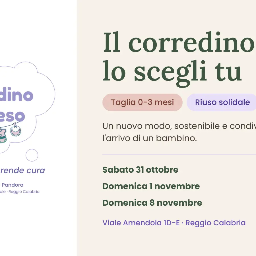 A Reggio Calabria Corredino Sospeso sperimenta un nuovo modo, solidale e sostenibile, di preparare l'arrivo di un bambino\n