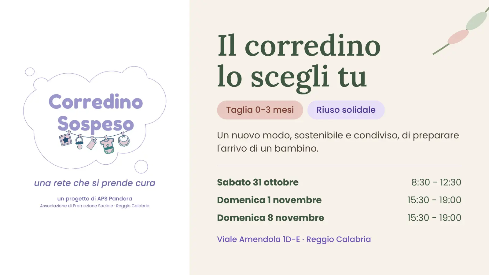 A Reggio Calabria Corredino Sospeso sperimenta un nuovo modo, solidale e sostenibile, di preparare l'arrivo di un bambino\n